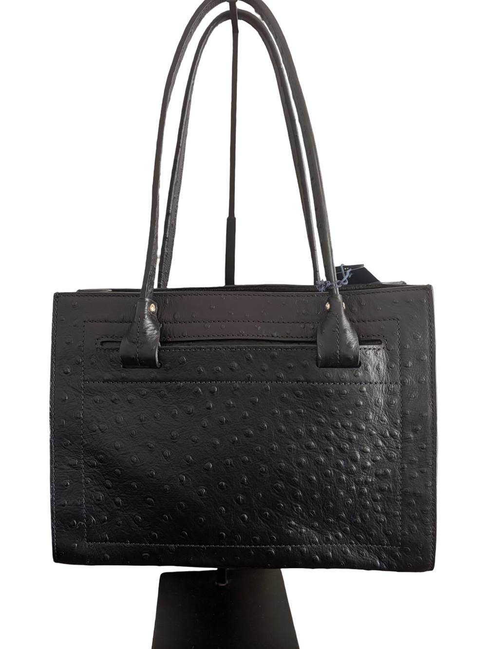 NWT Dooney & Bourke Janine Black Leather Ostrich Satchel Shoulder Purse - Picture 4 of 16
